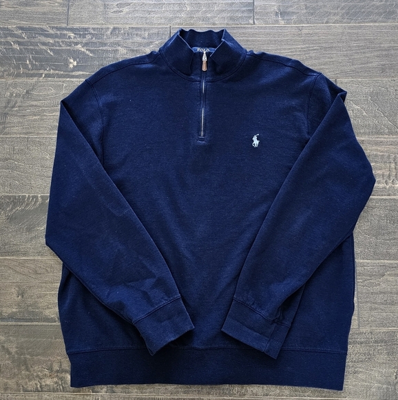 Polo by Ralph Lauren Men's Navy Blue Long Sleeve Pull Over 1/4 Zip sz large - Picture 2 of 7